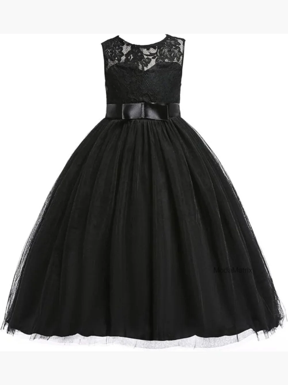 Flower Girl Lace Tulle A-Line Maxi Dress Pageant Wedding Party Gown